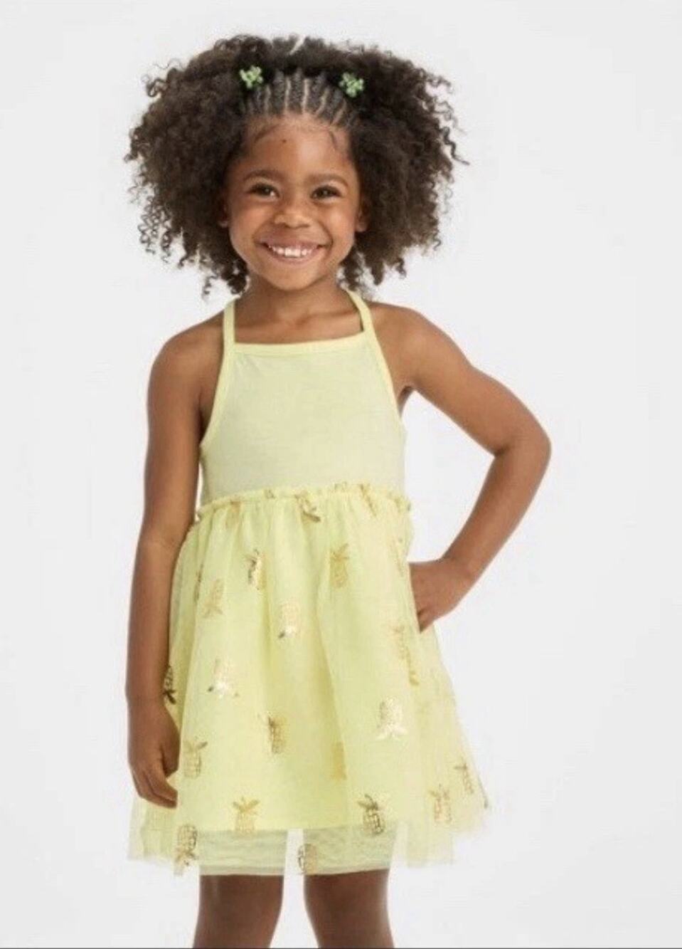 Cat & Jack Girls' Pineapple Tulle Dress Yellow 18 Mo NWT
